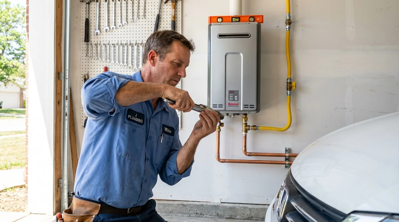 Tankless water heater installation by a Johns Plumbing LLC plumber in Orange